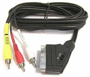 PremiumCord PremiumCord SCART kabel do 3 x cinch, wtyczka do wtyczki, przełącznik IN/OUT, czarny, 1,5 m kjssc-2